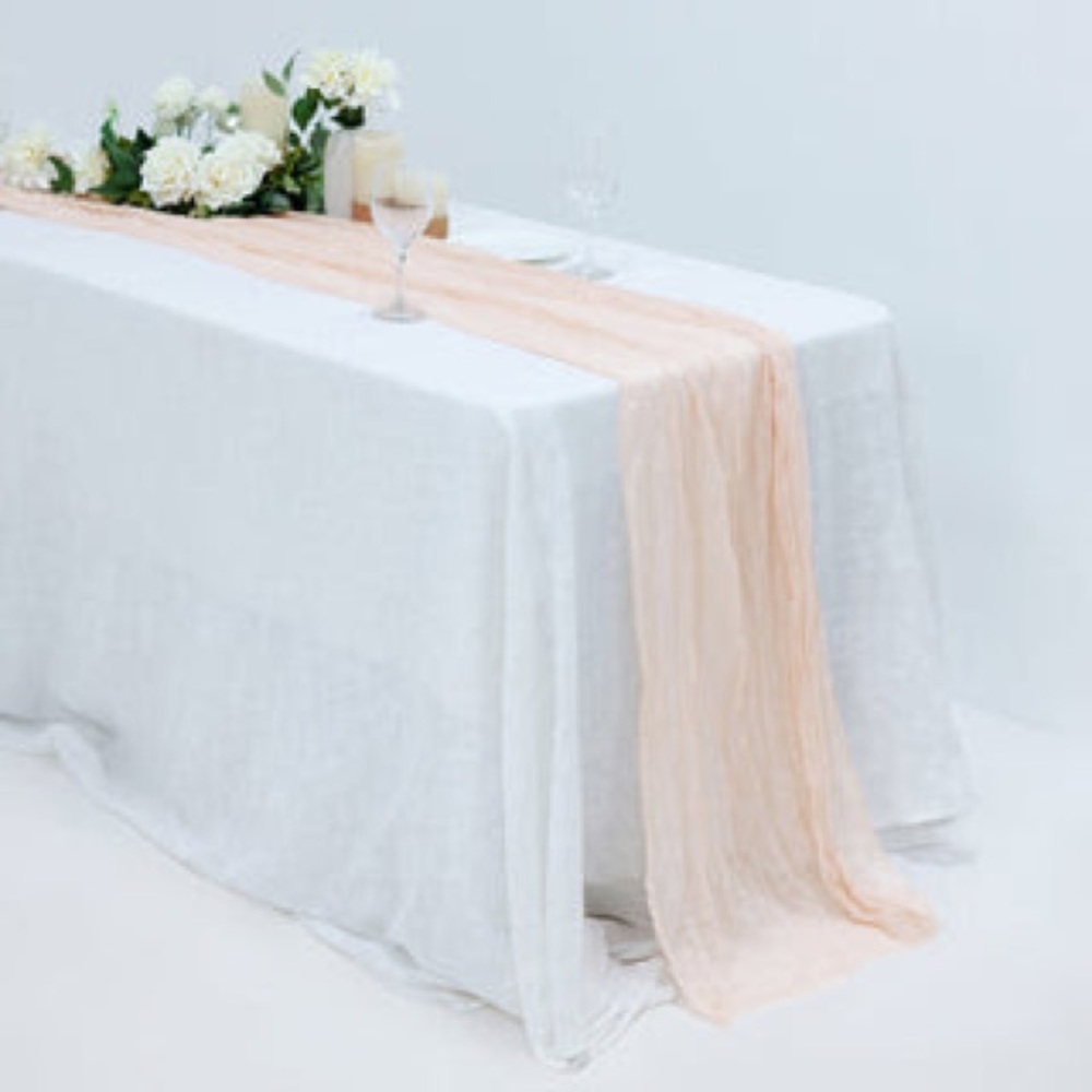12 10ft Blush / Rose Gold Gauze Cheesecloth Boho Table Runners